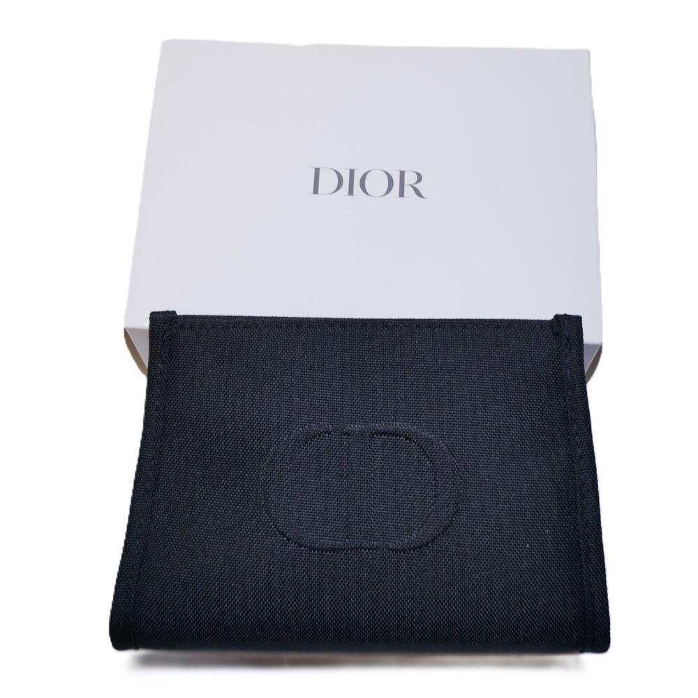 New Christian Dior Black CD Logo Cosmetic Bag Pouch Makeup Case Snap Closure